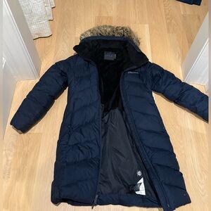 Marmot Dark Blue Jacket with Faux Fur Lining